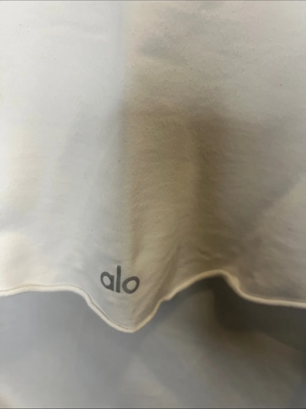 ALO Yoga White Cropped Long Sleeve Crewneck Top